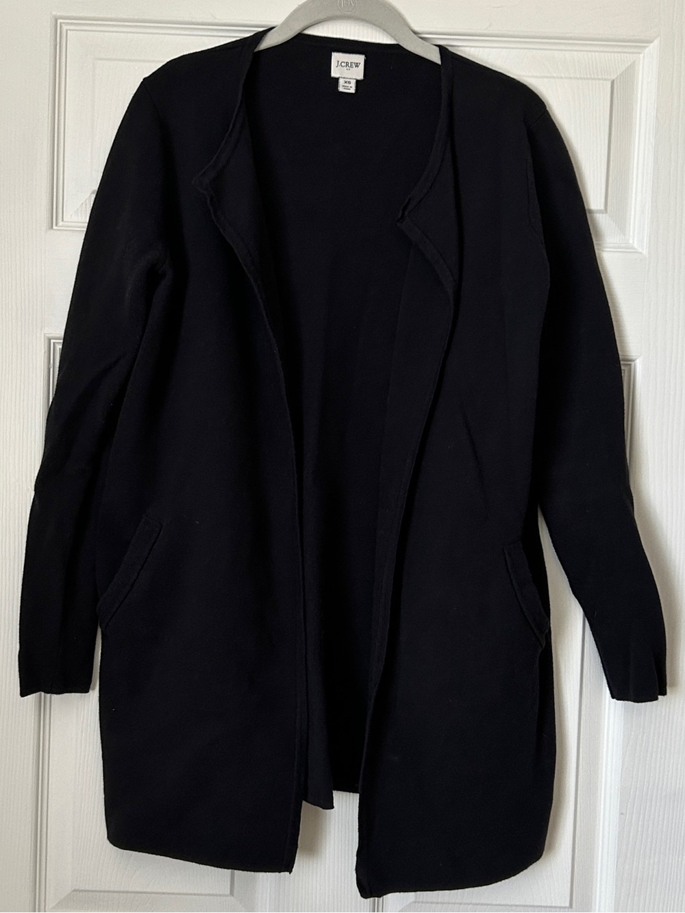 J. Crew Factory Black Open-Front Long Cardigan Coatigan 100% cotton